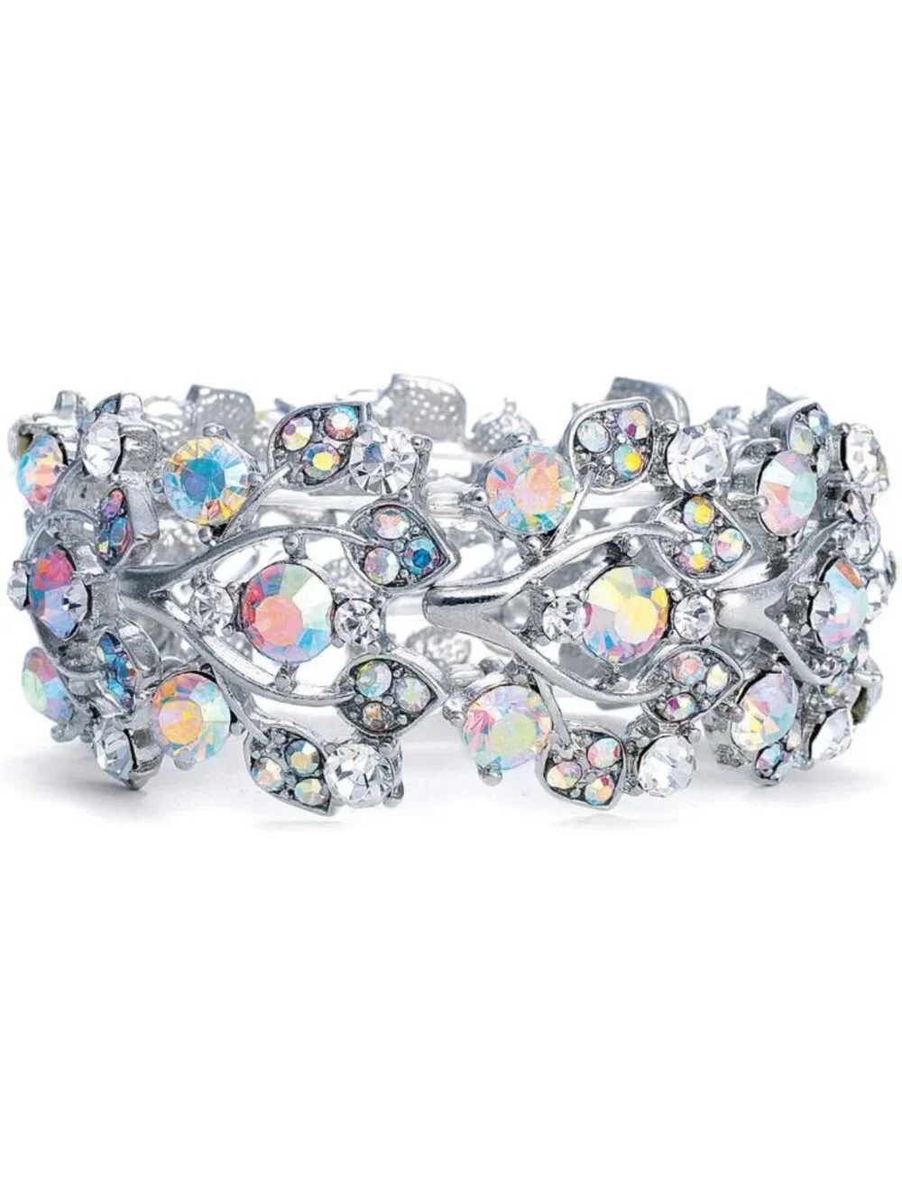 Stunning Aurora Borealis Crystal Stretch Bracelet - Perfect for Prom, Weddings